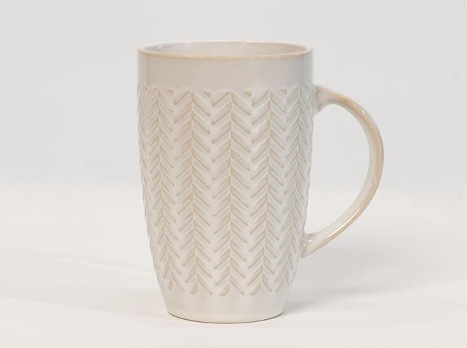 House Beautiful Versatile Classic Stoneware Mug Set – 22 oz, Set of 4 (Linen Hues)