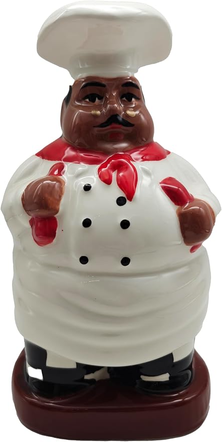 ACK Happy Bistro Chef Hand Painted Ceramic Utensil Jar, Utensil Holder, Utensil Crock, Modern Kitchen Decor, Kitchen Storage for for Spoon, Ladle, Spatula and More