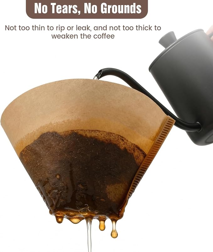 600Pcs Cone Coffee Filters #4, Clinuse Unbleached Size 04 Coffee Filters 8-12 Cup, Disposable Natural Paper Filters, No.4 Cone Filters Compatible with Ninja, Cuisinart, Pour Over and Drip Coffee Maker