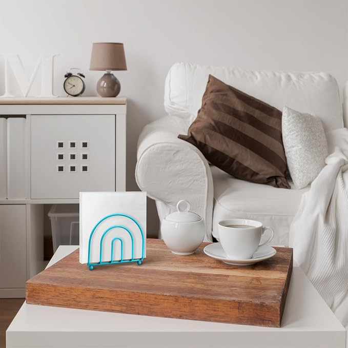 Blue Donuts Turquoise Arc Collection Napkin Holder – Napkin Holders for Tables, Modern Napkins Holder, Dining Table Napkin Holders for Kitchen,