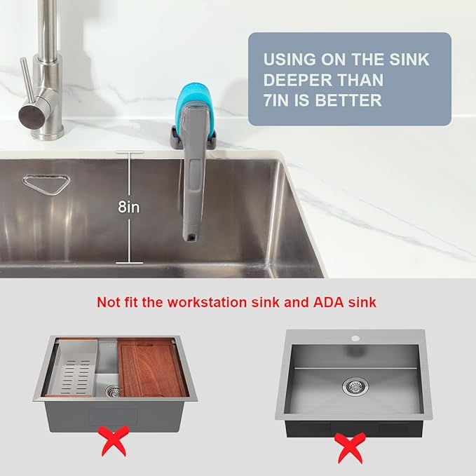LANMU Dish Wand Holder Compatible with Scotch-Brite Dishwand, Silicone Dish Brush Holder with Drain Spout for Kitchen Sink Counter, Sponge Wand Organizer, Keep Upright from Leaking Soap