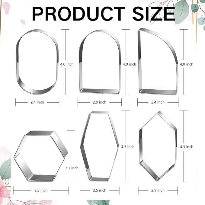 Geometric Plaque Cookie Cutter Set-6 Piece-4.0 Inch-Diswasher Safe-Frame Cookie Cutter Shape for Baking