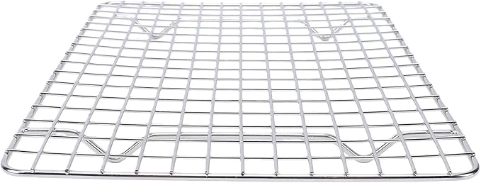 ZJchao Stainless Steel Cooling Rack Set of 2 Baking Rack Half Sheet Size with Grid Design for Oven Baking Roasting and Grilling (25x19.5x1.5cm / 9.84x7.68x0.59in)