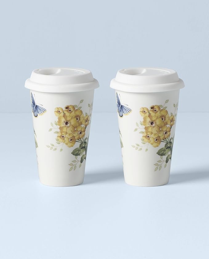 Lenox 896463 Butterfly Meadow Thermal Travel Mugs, Set Of 2