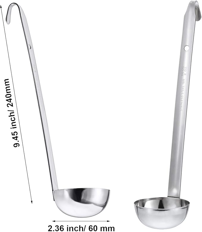 meekoo Stainless Steel Ladle Soup Handle Ladle with Pouring Rim for Kitchen Cooking Soup Sauce