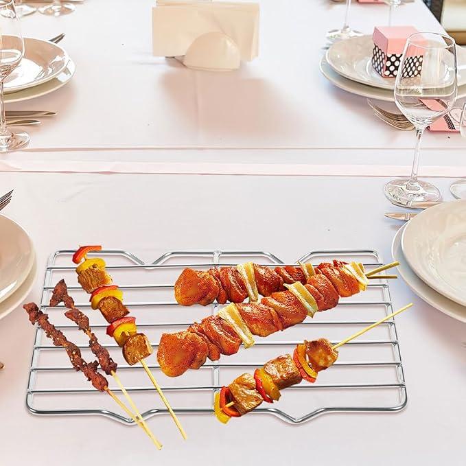 Stainless Steel Bread Cooling Rack for Baking BBQ Grilling and Oil Dripping Sturdy Metal Rack for Cooking for Cookies and Bacon for Kitchen and Outdoor Use