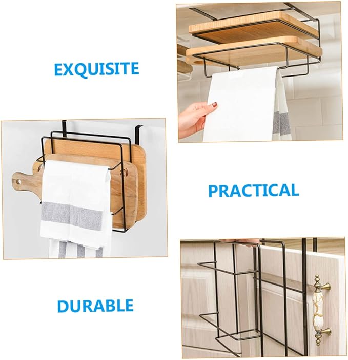 2pcs Chopping Board Wrought Iron Hanger Metal Wall Hanging Basket Under Cabinet Basket Bathroom Door Organizer Inside Cabinet Door Storage Kitchen Door Organizer Towel Holder Grid