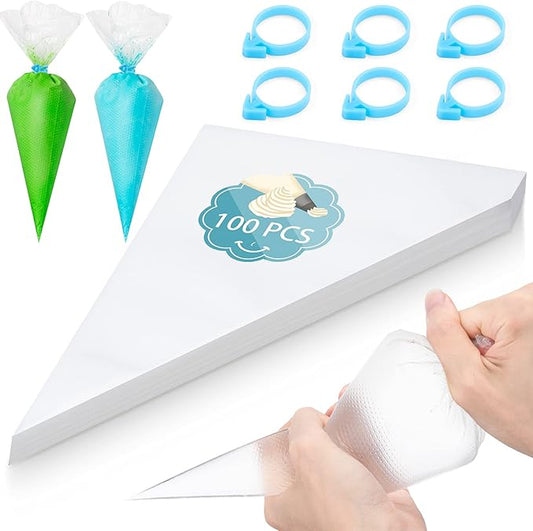 Disposable Icing Pastry Piping Bags, 100 Pcs 16Inch Thick Large Anti Burst Cake Decorating Tipless Piping Bag for Chocolate Royal Icing Cupcake Cream Frosting Cookies Decoration Disposable Piping Bags
