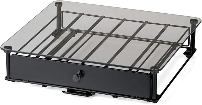 Nifty Rolling Coffee Pod Drawer – Tempered Glass, Black, Compatible with K-Cups, 36 Pod Pack Holder, Compact Under Coffee Pot Storage Drawer, Slim Home Kitchen Counter Organizer