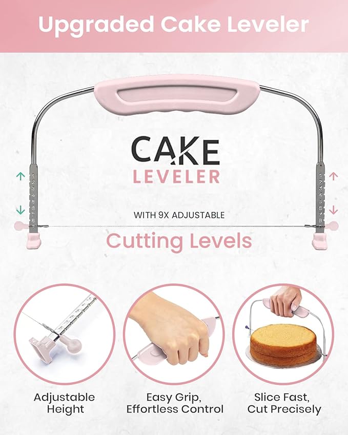 RFAQK 90PCs Cake Decorating Kit with Leveler, Baking Supplies Gift Includes Cake Stand Turntable, 24 Numbered Icing Tips, 55+1 Piping Bags, 2 Frosting Spatulas, 3 Scrappers, Video Course & Booklet