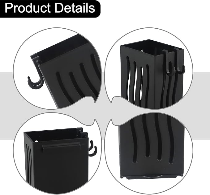 Wall Mounted Utensil Holder with Drip Tray, Kitchen Cutlery Drying Rack and Storage Box for Spoon Fork Brush Sponge, ABS Plastic Sink Side(Black)