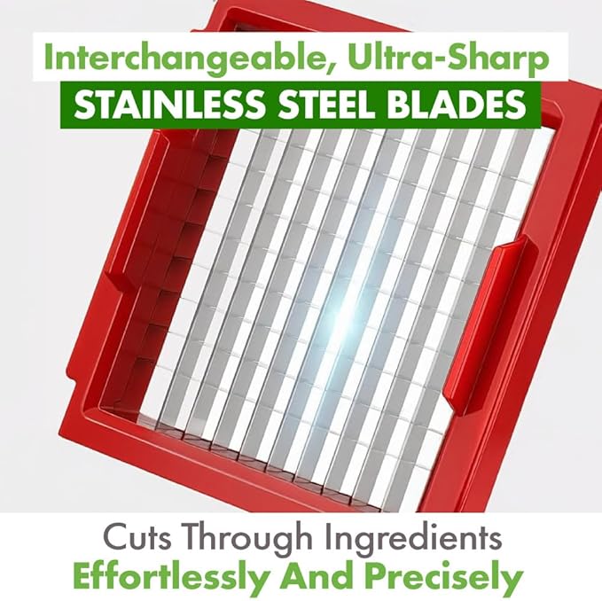 Vegetable Chopper and Mandoline Slicer with Container, CHOPZILLA 4 Stainless Steel Blades, BPA-Free Onion Dicer, Veggie Chopper, French Fry Cutter, Fruit Salad Potato Food Slicer and Dicer, Pink