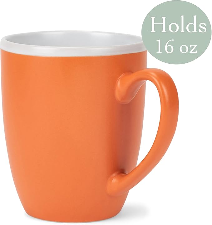 Elanze Designs Solid Color Warm Red Orange Yellow 16 ounce Matte Ceramic Mugs Assorted Set of 4
