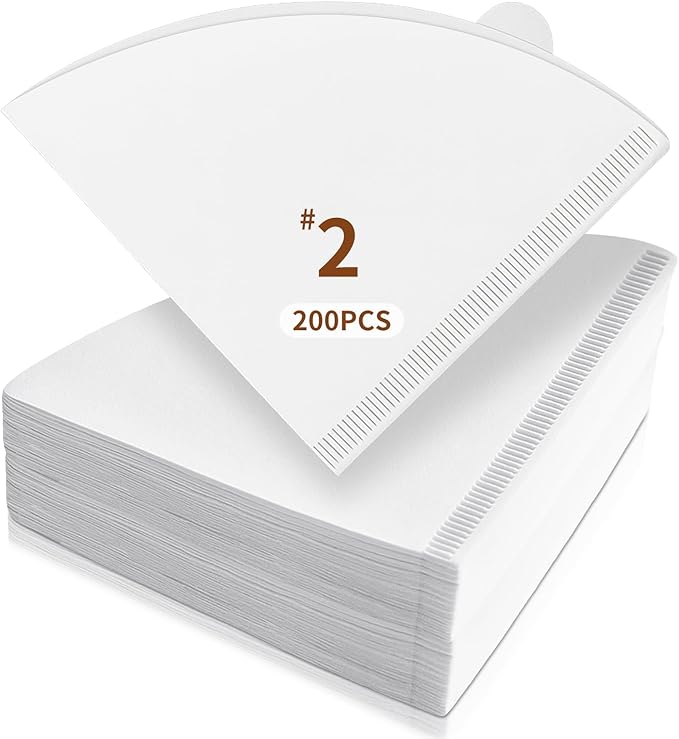 Coffee Filters 200 Count, Cone Coffee Filters 2 Disposable, #2 Paper Filter for Pour Over and Drip Coffee Maker, Suitable for Home Coffee Shop (White，2-4 Cup)