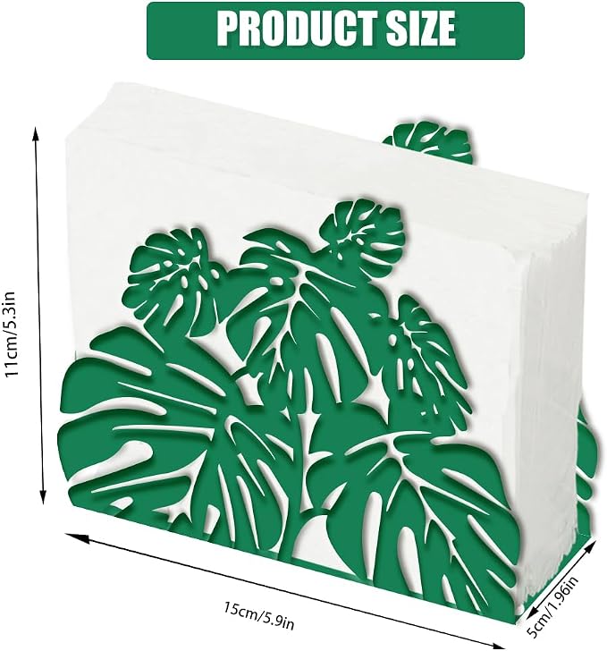 SUPERDANT Turtle Leaf Napkin Holder for Tables Green Plant Serviette Holders Metal Tissue Leaves Cocktail Paper Dispenser Practical Decoration for Kitchen Countertop Restaurant Dining Room Cafe