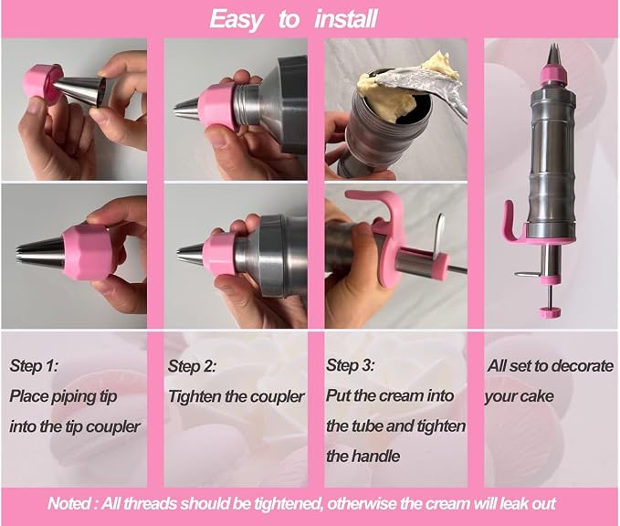 Dessert Decorating Piping Syringe Set Cake Decorating Tool Cookie Gun Press,Icing Decoration Gun,Frosting Piping Kit 6 Piping Icing Nozzles for Baking,Cupcake,Deviled Eggs Gifts for Mom Grandma Women