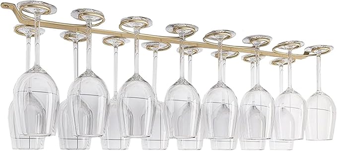 Under Cabinet Wine Glass Holder Iron 12 Hooks, Black Wire Hanging Rack, Storage Hanger Organizer, Space Saving, With 6 Hooks For Multiple Uses, Easy To Install