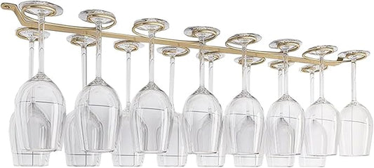 Under Cabinet Wine Glass Holder Iron 12 Hooks, Black Wire Hanging Rack, Storage Hanger Organizer, Space Saving, With 6 Hooks For Multiple Uses, Easy To Install