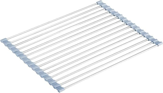 Seropy Roll Up Dish Drying Rack Over Sink Over The Sink Dish Drying Rack Kitchen Dish Drainer, Folding Dish Rack for Kitchen Sink Counter Stainless Steel Mat Foldable Dish Dryer Racks 17.5" x 13.7"