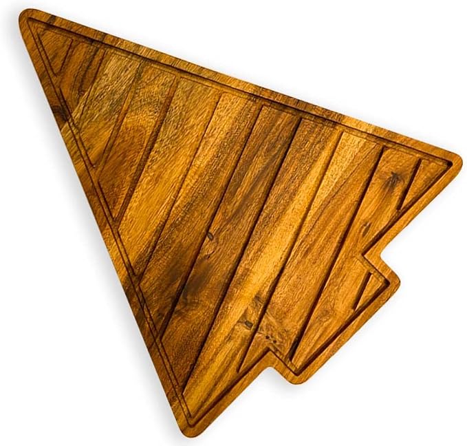 Affinity Decor Organic Acacia kitchen Cutting Chopping Charcuterie Board Platter for Butcher Block Cheese and Vegetables (Slicey Christmas Tree Board 12.5"L x 10"W)