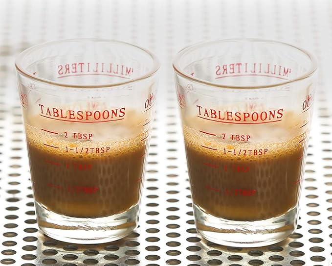 DS. DISTINCTIVE STYLE Shot Glasses Measuring Cup 2 Pieces Liquid Heavy Glass 30 Milliliter Scaled Measuring Glass for Liquid (Red, 30ml)