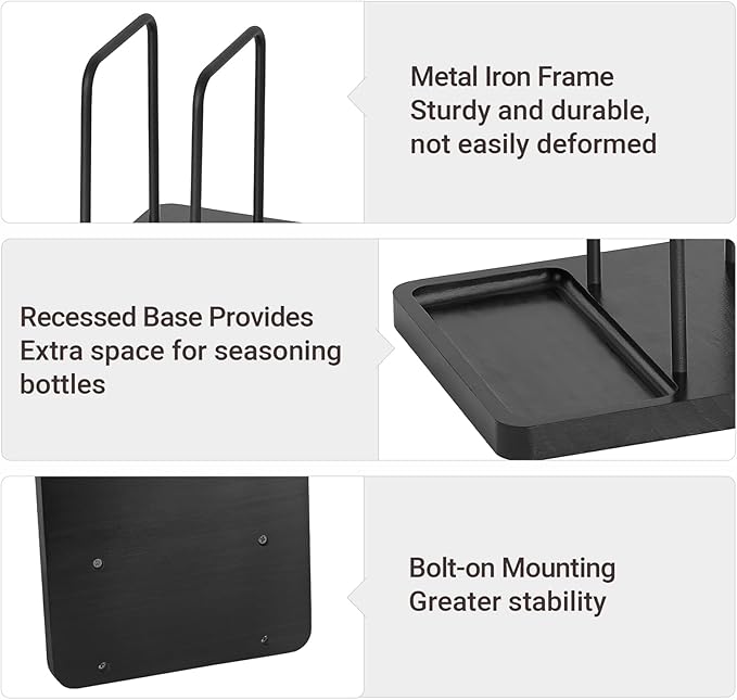 Mkono Napkin Holder for Table Farmhouse Wooden Napkin Dispenser Rustic Paper Napkin Storage for Kitchen Dining Room Coffee Bar, Black (Salt and Pepper Shakers not Included)