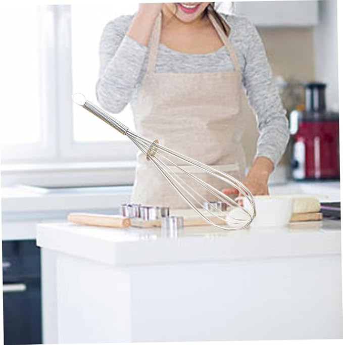 Mobestech Stainless Steel Handheld Balloon Whisk Manual Egg Frother Cooking Utensil for Home and Kitchen Use for Whisking Blending and Beating