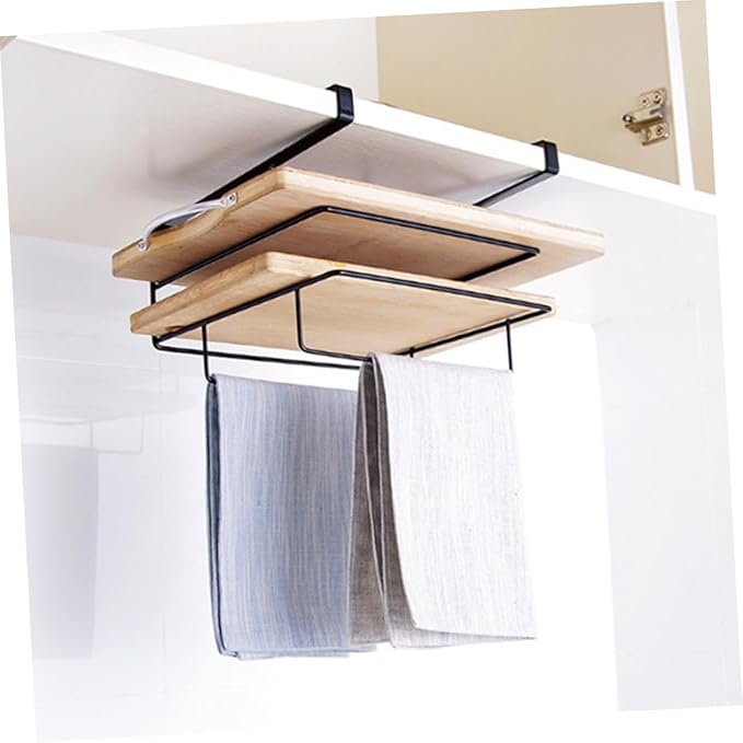 2pcs Chopping Board Wrought Iron Hanger Metal Wall Hanging Basket Under Cabinet Basket Bathroom Door Organizer Inside Cabinet Door Storage Kitchen Door Organizer Towel Holder Grid