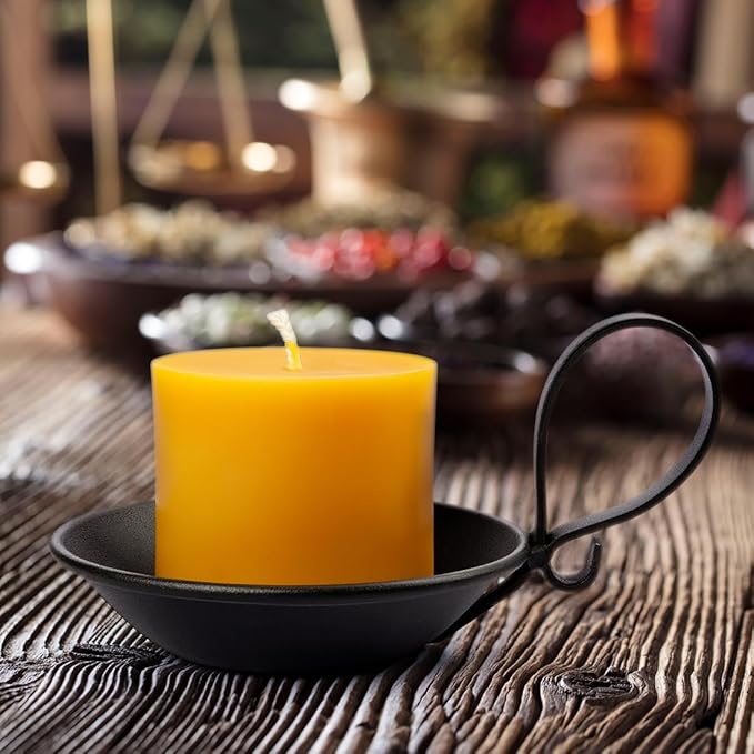 2PCS Matte Black Iron Pillar Candle Holders, with Handle, Simple Industrial Style ，Table Centerpiece Decoration，with Safety Spike.