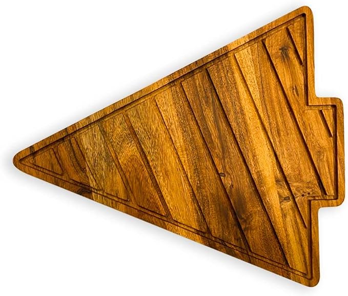 Affinity Decor Organic Acacia kitchen Cutting Chopping Charcuterie Board Platter for Butcher Block Cheese and Vegetables (Slicey Christmas Tree Board 12.5"L x 10"W)