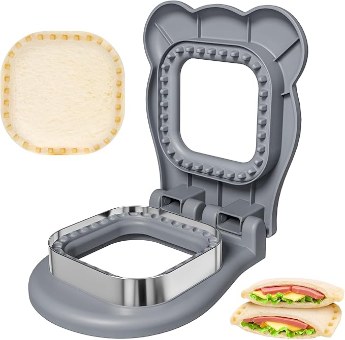 HINZER Sandwich Cutter and Sealer for Kids Lunch Breakfast Sandwich Maker Stainless Steel Bread Decruster Heart Circle Cookie Cutter for Kids Children Adult Boys Girls