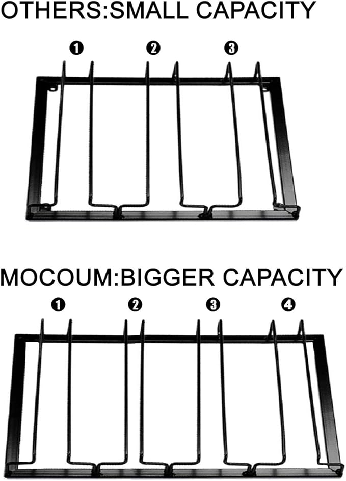 MOCOUM Wine Glasses Rack Under Cabinet Stemware Rack, Wine Glass Hanger Rack Wire Wine Glass Holder Storage Hanger for Cabinet Kitchen Bar (Black, 4 Rows 2 Pack)