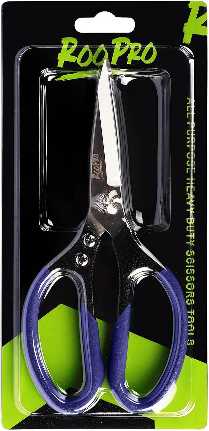 Heavy Duty Scissors All Purpose, 8.5 inch Stainless Steel Utility Sharp Shears, Aluminum Alloy Handle for Cutting Cardboard,Carpet,Fabric,Leather,Rope,Rubber,Plastic and Kitchen or Workshop Use