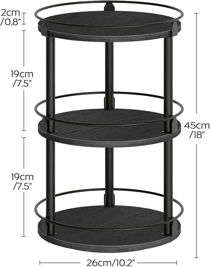 YATINEY Spice Rack, Set of 2 Lazy Susan Organizer, 3 Tier Turntable Organizer For Cabinet, Compact and Versatile, for Kitchen Countertop, Black SR23L2BB