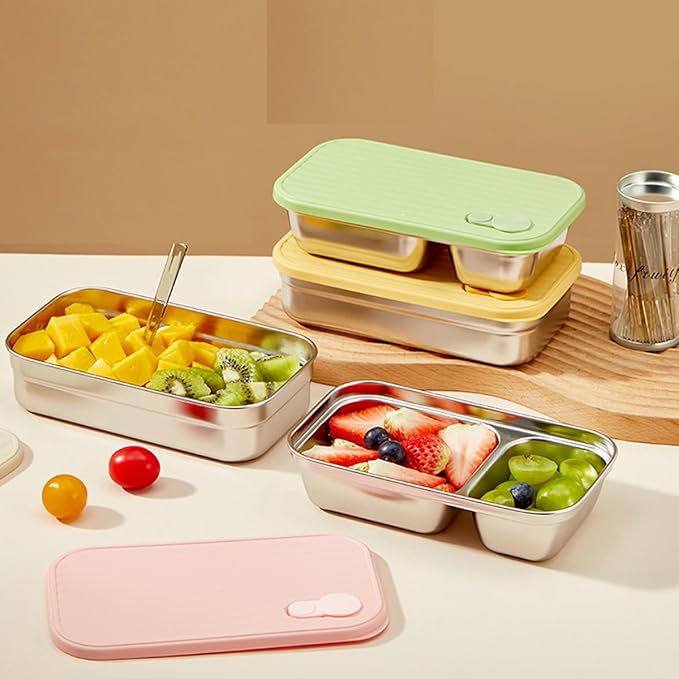Stainless Steel Snack Container Individual Household Food Container,Reusable Food Storage Snack Condiment Containers with Lids - Food Lunch Meal Prep Box for Travel Camping (One Compartment)