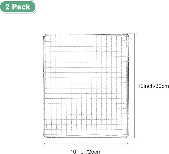 M METERXITY 2-Pack Cooling Rack, 12" x 10" Stainless Steel Baking Rack for BBQ/Cooking/Roasting/Grilling/Steaming/Drying, Wire Cooling Rack for Baking [Silver]