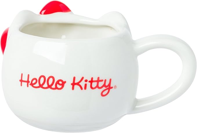 Silver Buffalo Sanrio Hello Kitty Different Color Bows 4 Pack 3D Sculpted Ceramic Mini Mug Set, Perfect as a Sugar, Cream, or Milk Set