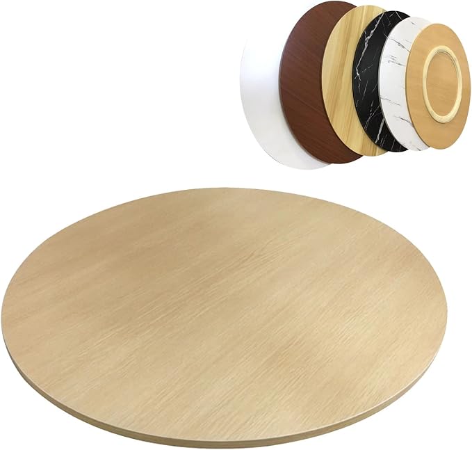 Round Turntable Wooden Rotating Tray For Kitchen Dining Table, Lazy Susan Turntable For Dining Table, 360° Rotating, Easy To Share Food, No Assembly Required, Ø50/60/70/80/90/100cm (Color : White-B,