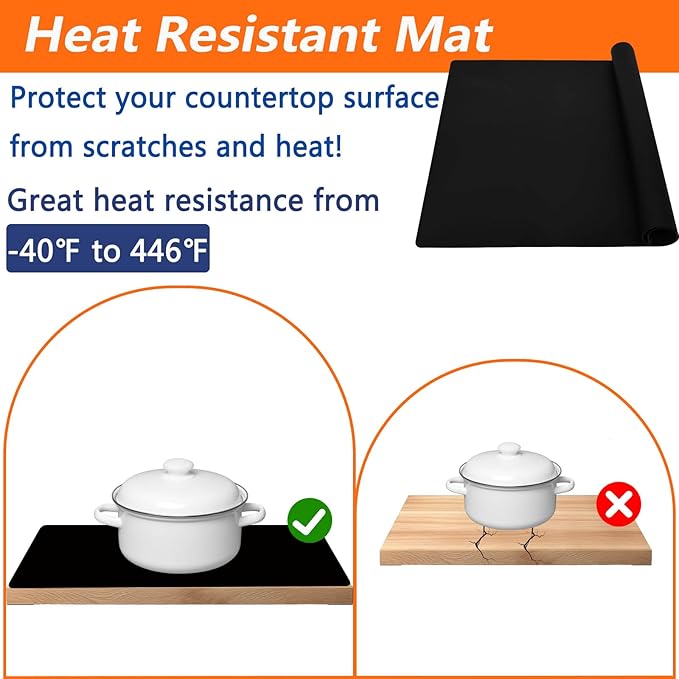 Extra Large Silicone Mat, 78.7''x23.6''(200cmx60cm) Heat Resistant Mats for Countertop, Waterproof Countertop Protector, Cuttable Kitchen Countertop Mat, Silicone Mat for Kitchen Island, Light Gray