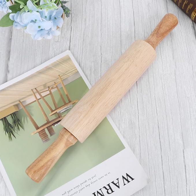 PRETYZOOM Wooden Rolling Pin 10.82In Dough Pastry Roller for Fondant Cake Noodle Baking Kitchen Supplies Small Size for Home and Professional Use