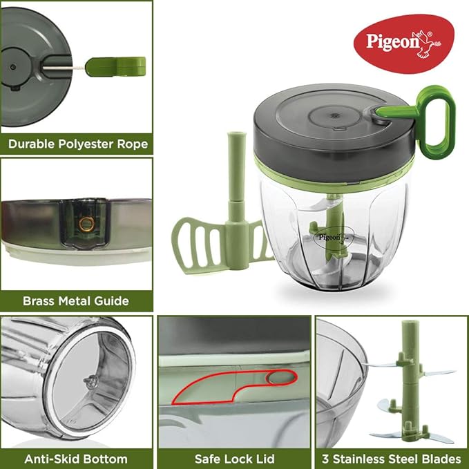 Pigeon - Pro XL Handy and Compact Chopper with Stainless Steel blades - Large Hand Powered Food Chopper
