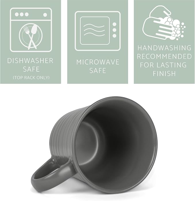 Elanze Designs Black Matte Glaze Finish 17 ounce Stoneware Coffee Cup Mugs Set of 4