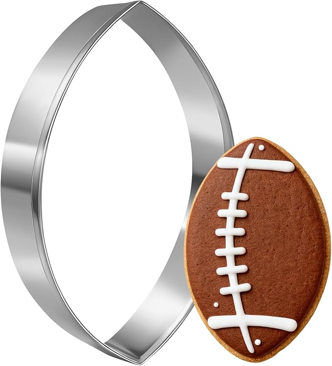 Football Cookie Cutter Single, Stainless Steel Oval Shape Baking Tool for Football Games, Sports Themed Parties, and Tailgating Snacks (4×2.5 Inches)