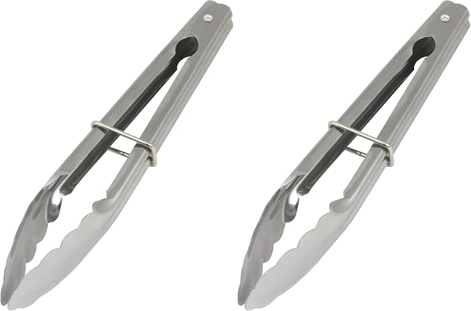 Chef Craft Classic Clam Shell Tongs, 9 inches in length, Stainless Steel (Pack of 2)