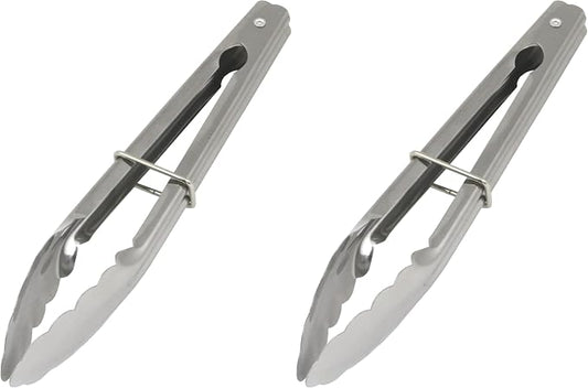Chef Craft Classic Clam Shell Tongs, 9 inches in length, Stainless Steel (Pack of 2)