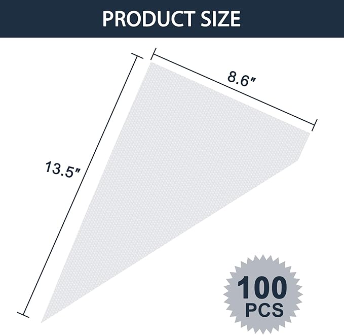 Disposable Piping Bags 14inch Anti Burst Pastry Bags Pastry Bag Pastry Crimpers Icing Piping Bags for Frosting Ideal for Cake Macarons Dessert Decorations Cookies Baking Cupcakes (Clear, 100 Pcs)