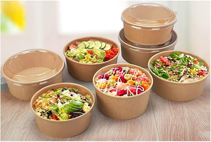 AGYH 300 Pack Meal Prep Containers with Lids, Freezer Microwave Safe Disposable Food Storage Containers, 50 OZ (Color : Salad Bowl)