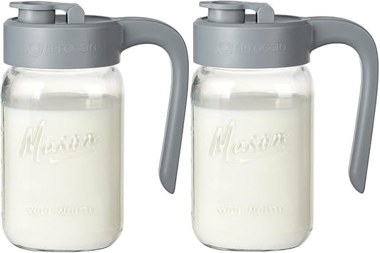 32 oz Glass Pitcher with Lid, 1 Quart Mason Jar Pitcher with Lid Airtight, Breast Milk Storage for Fridge, Ideal for Cold Brew Coffee, Iced Tea, Sun Tea, Juices