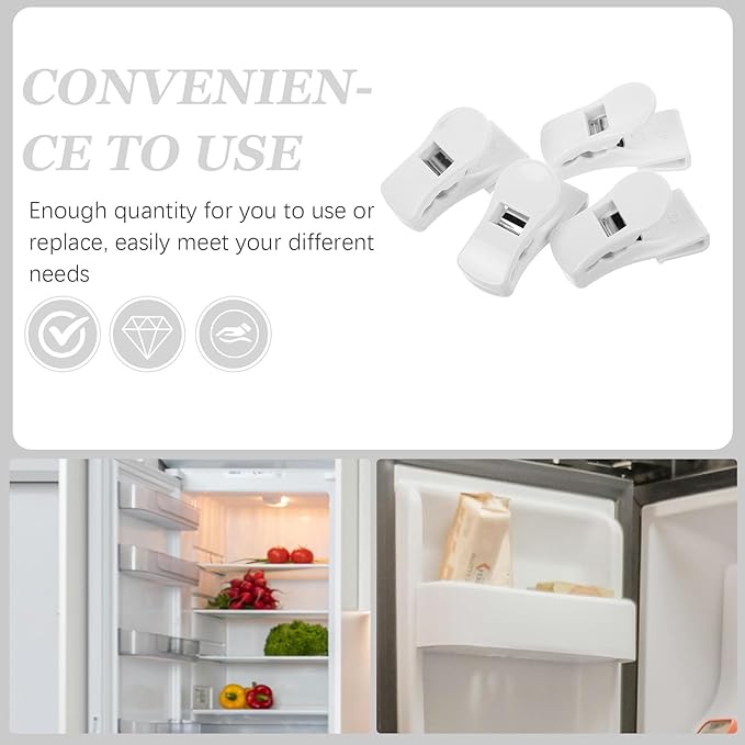 FUOYLOO 4pcs Refrigerator Divider Clamps White Small Food Partition Board Clips Fridge Side Door Organizer for Kitchen Storage and Freezer Shelf Management
