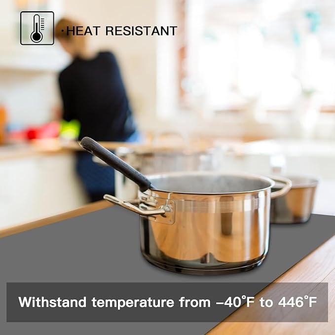 Largest Silicone Mats for Kitchen Counter, 120" x 24" Extra Large Heat Resistant Counter Mat, Kitchen Island Waterproof Thicken Non-slip Countertop Protector Mat, Multipurpose Mats, Light Gray
